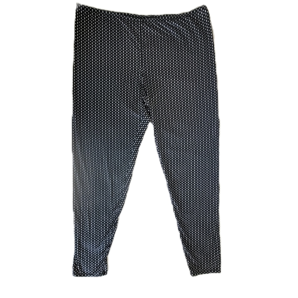 ClimateRight by Cuddl Duds Black/White Stretchy High Waisted Leggings | Size XL
